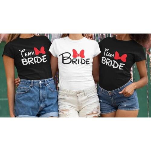 Bride squad Bachelorette party shirts Bridal Shower bridesmaids Bachelorette Short Sleeve Top Tee Cotton Women Tshirts O Neck