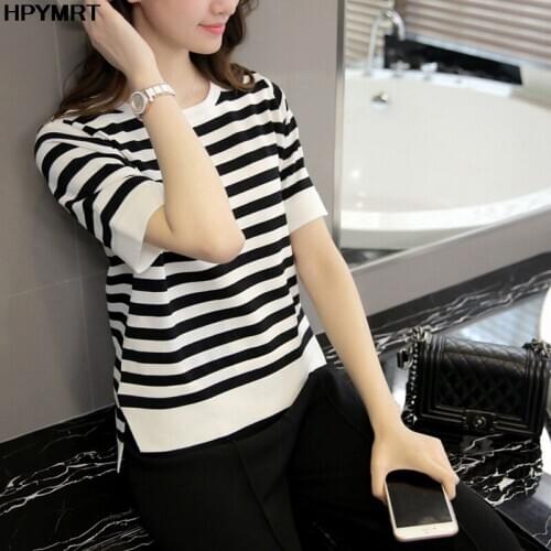 2020 new summer loose large size t shirt women tide Korean version of the fashion bottoming tshirt striped short sleeve T-shirt