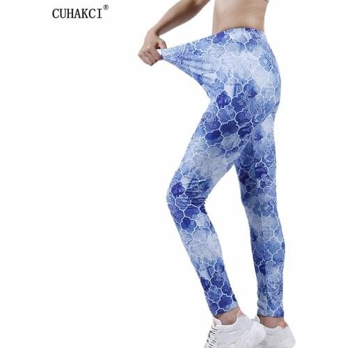 CUHAKCI Leggings Women Fitness Push Up Workout Printing Trousers Floral Gym Running Sexy Leggins Stretchy Sports Pants Elastic