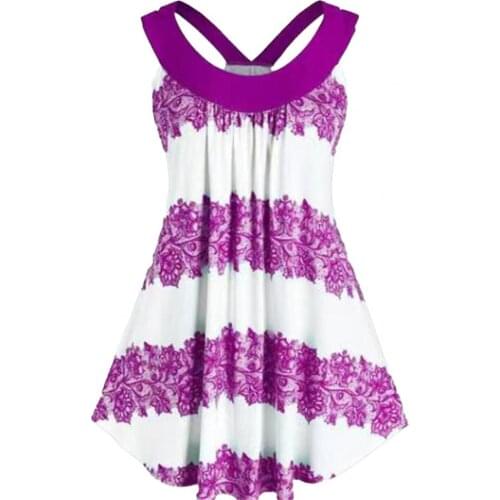 Summer Women Vest Top Digital Print Shoulder Strap Women Sleeveless Irregular Dress Top Streetwear Футболка