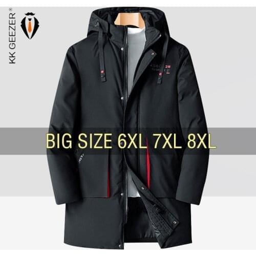 Winter Long Cotton Jacket Men 6XL 7XL 8XL Thick Warm Hooded Windproof Oversize Parkas Padded Waterproof Loose Overcoat Plus Size