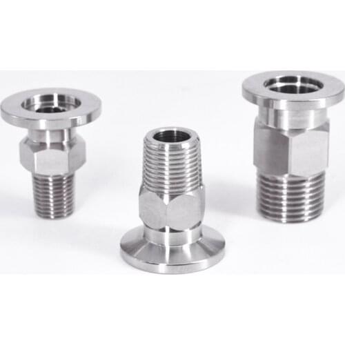 1/4" 3/8" 1/2" 3/4" 1" -2" BSPT Male x KF16/25/40/50 Vacuum Tri Camp Hex Type SUS 304 Stainless Steel Sanitary Pipe Fitting
