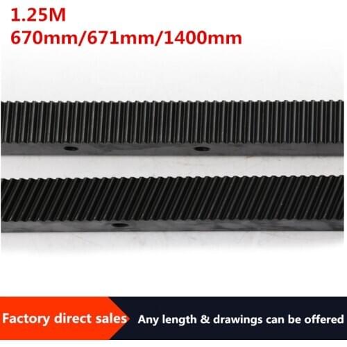 1pc 1.25 Mod helical rack 1400mm 670mm Helical Gear Rack and 1.25MOD Metal Steel Pinion Gear Set For CNC Machine
