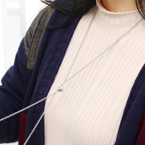 2pcs/Set Couple Necklace Heart Shaped Magnet Attraction Pendant Stainless Steel Chain Necklaces for Women Men Fashion Jewelry