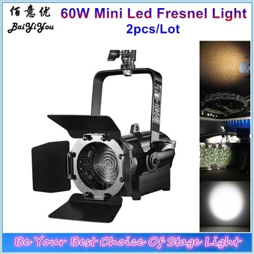 2pc/Lot 60W CW WW Mini Fresnel Spot Light Mini Leko With Zoom For TV Studio LED Photography Lighting Equipment