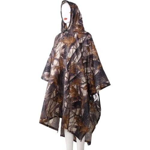 3in1 Outdoor Camping Backpack Rain Cover Poncho Coat Camouflage Tent Awning Mat NEW