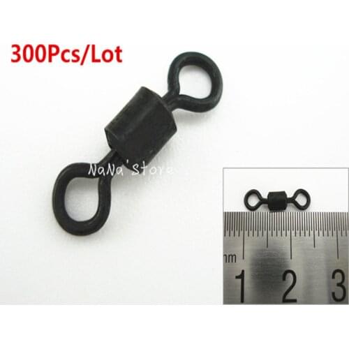 300pcs*Carp Fishing Tackle Long Body Rolling Swivel UK8# Solid Ring Connector Fishing Terminal tackle