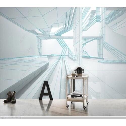 Papel de parede 3d stereo space geometric light blue background wallpaper mural,living room tv wall bedroom home decor