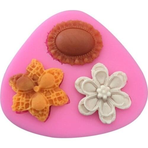 7.8*7.2*1CM DIY Sugar Craft Cake Vintage Petal Gem Cake Silicone Mold Fondant Mold Cake Decorating Tools Gum Paste Mold