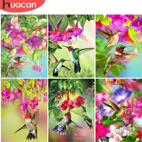 HUACAN Full Drill Diamond Painting Animal Bird Diamond Embroidery Mosaic Flowers Home Decoration Handcraft