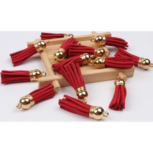 35mm 20pcs Burgundy Velvet Tassels Key Tassel Jewelry Finding Earring Pendants DIY Garments Accessories