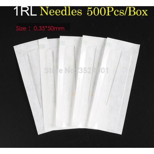 Free shipping 1RL 500Pcs Sterilized Stainless Steel Permanent Makeup Needles Normal Needles Eyebrow-tattoo needles