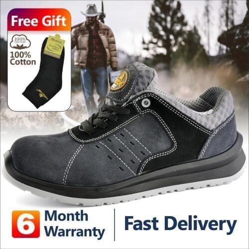 Safety Work Sports Shoes Comfortable Toe Cow Suede Mesh Fashion Breathable Air Lace Up Durable Para Hombre De Deporte