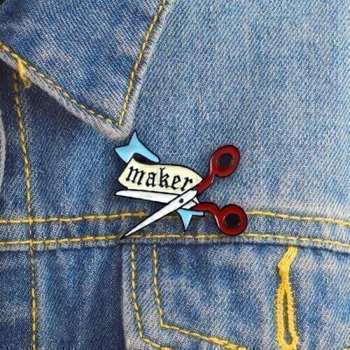 Scissors Cloth MAKER Brooch Clothes Banner Making Scissors Perfect Enamel Lapel Pin Backpack Hat Badge Mother Hard Worker Gifts