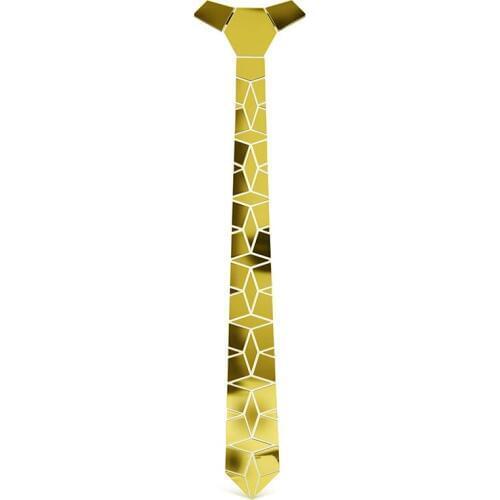 Geometric Shape Gold Chrome Mirror Diamonds Brand Slim Necktie Tie Cufflink Set Wedding Party Fashion Pattern Ties Gold Cufflink