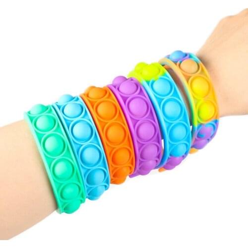 2021New Fidget Toys For Children Push Bubble Dimple Bracelet Decompression Toy Adults Anti Stress Reliever Sensory Toy Kids Gift