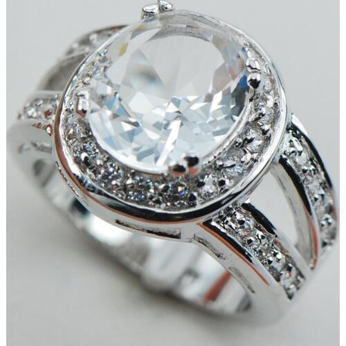 White Crystal Zircon Crystal Zircon 925 Sterling Silver Ring Size 6 7 8 9 10 F1054