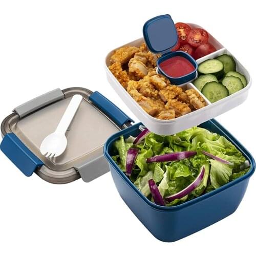 Salad Lunch Container Bowls with 3 Compartments Japanese Portable Microwave Bento Box Separated Insulation Heated Lunch Box