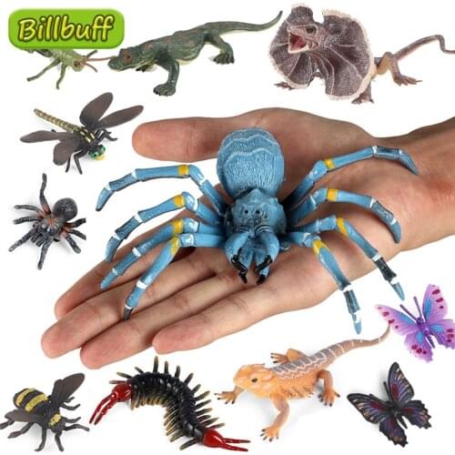 Simulation Animals Insect PVC Bee Spider Lizard Set Model Action Figures Collection Cognition Educational Toys for Children Gift
