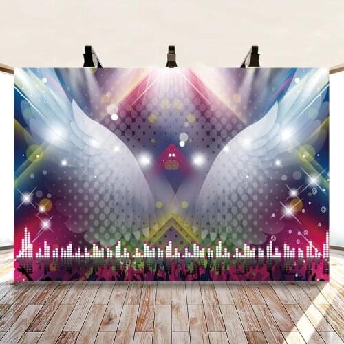 Music Party Stage Lighting Cartoon Creativity Backdrops Photo Background Decorations for Birthday Photography Props