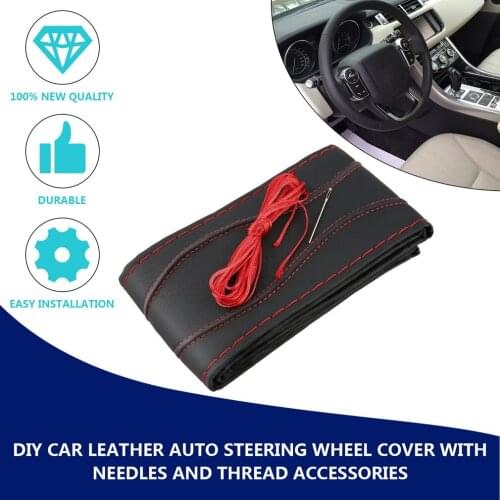 Breathable type steering wheel hub Breathable sewing steering wheel cover DIY car classic steering cover soft braid on wheel