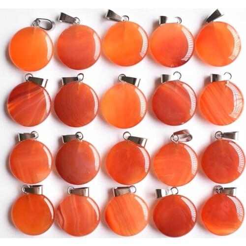 2020 fashion new natural red onyx round charms necklace pendants for jewelry Accessories making 50pcs Wholesale free shipping
