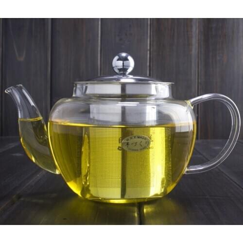 1PC 600ml Thick heat-resistant glass Kung Fu tea pot with stainless steel filter big apple flowers teapot JN 1016