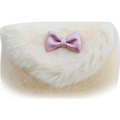 Girls Plush Bag Autumn Winter Casual Korean Cute Shoulder Bag Bow Diagonal Bag Fluffy Handbag Crossbody Pouch Coin Purse New