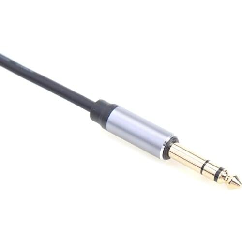 Gold-plated 6.35 male to male stereo to two 6.5 mono power discharge guitar one-to-two audio adapter cable