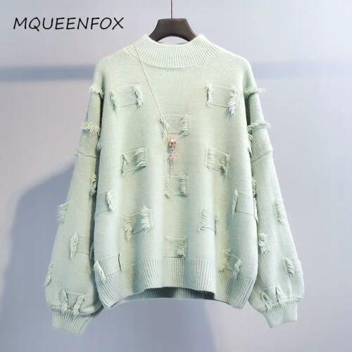 2019 Fashion Tassel Women Sweater Pullovers Autumn Winter Long Sleeve Jumper Korean Solid Basic Loose Knitted Pullover Femme Top