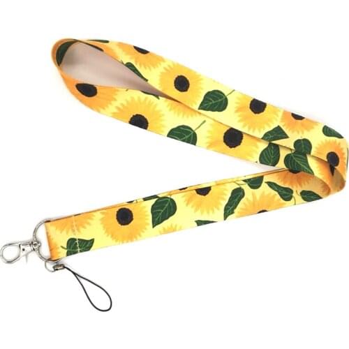 Sunflower Flower Mobile Phone Straps Lanyards For Keys Tag USB Gym ID Badge Holder Belt Keychain DIY Hanging Rope Webbing Ribbon