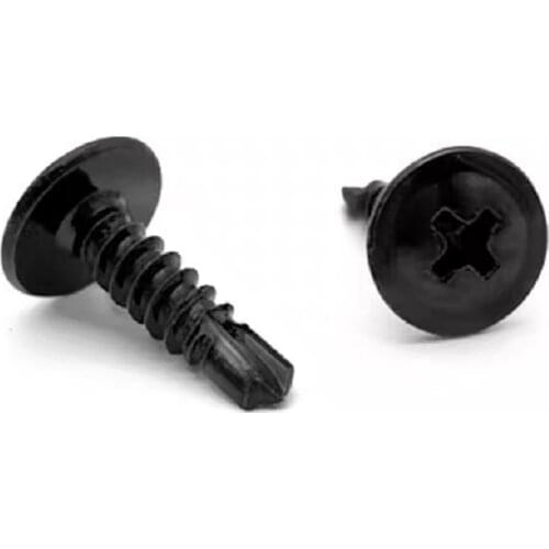 50pcs M4.2 M4.8 Black 410 Stainless Steel Round Head with Pad Large Flat Head Drill Tail Self-tapping Screws