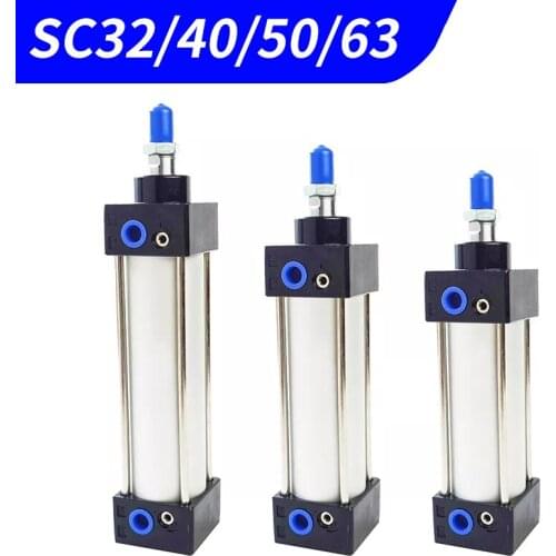 SC32/40/50/63 Pneumatic Cylinder Double Acting Air Cylinders 50/75/100/125/150/175/200/250/300/400/500/600/700/800/1000mm Stroke