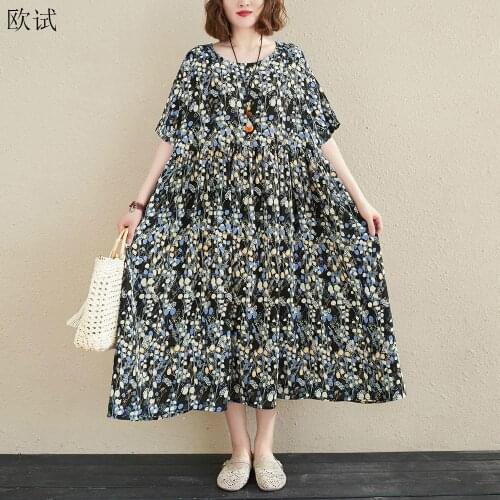 Plus Size Chiffon Summer Beach Dress Women 2021 Floral Holiday Ladies Dresses Vestidos Casual Oversized Long Dress Vestidos Robe