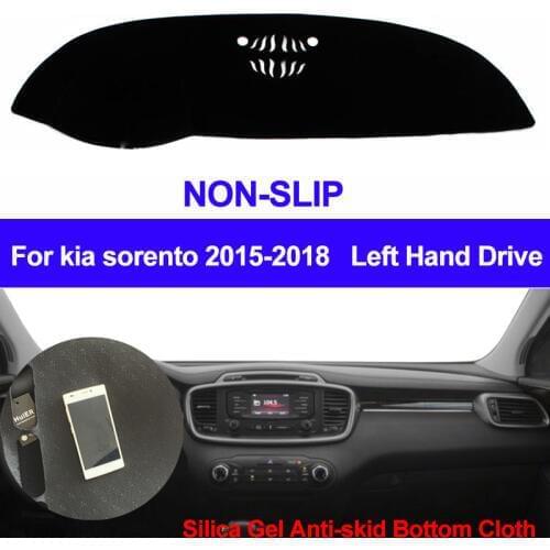 TAIJS Car Dashboard Cover Silicone Non-Slip For Kia Sorento 2015 2016 2017 2018 Dash Mat ANti-UV Automobile Carpet DashMat