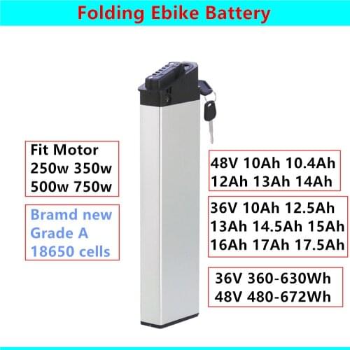 Folding Bike Ebike Battery Replace Upgrade 48V 10.4Ah 14Ah 36V 13Ah 14.5AH 17AH 17.5Ah 250w 500w 750w 1000w Hidden Battery