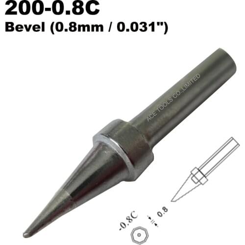 QUICK 200-0.8C Bevel 0.8mm Replacement Soldering Tip Fit 203 203H 204 204H 203D 376(I) 376D(I) 3100 3101 3102 3112 3202 20H-90