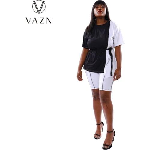 VAZN 2021 Summer Sport Wear Free Nature Young Casual Tracksuits Short Sleeve Short Pants Slim Women 2 Piece Set