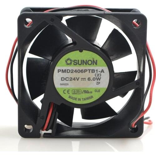 SUNON PMD2406PTB1-A (2) DC 24V 6.0W 60x60x25mm 2-Wire Server Cooling Fan