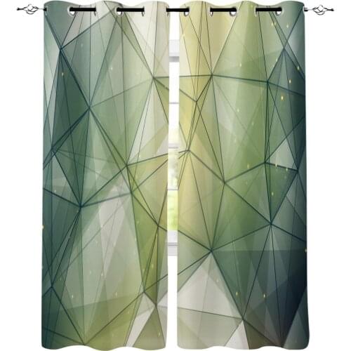 Triangle Line Green Irregular Shape Star Curtains For Living Room Window Curtain For Bedroom Modern Interior Home Decoration