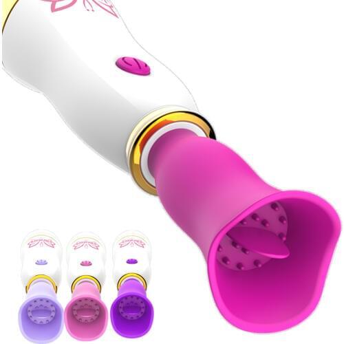 BOMBOMDA 12 Speeds Tongue Vibrator Breast Massager Silicone Clitoris Licking Stimulator AV Stick Sex Toys for Woman Masturbator