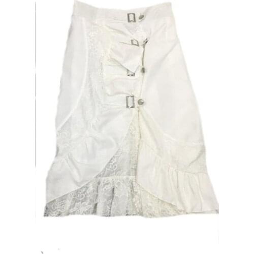 Women Autumn European American Style Lace Edge Skirts Punk Hip Hop Casual Loose Streetwear Dress 2021