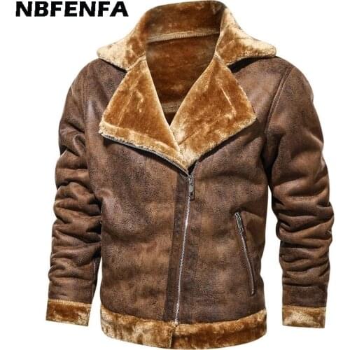 Winter Men Suede Leather Jacket Fleece Coat Male Windproof Outwear Vintage Men Clothing Biker Motorcycle Warm Thick Jacket LA280