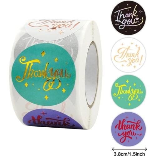 1.5inch Black&Green Thank You Stickers with 4 Designs Gold Foil Small Business Sticker Labels for Gift Wraps, Tags, Mailers Bags