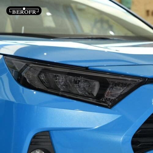 2 Pcs For Toyota RAV4 2019 2020 XA50 Car Headlight Tint Black Protective Film Protection Transparent TPU Sticker Accessories