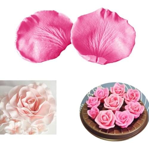 2pcs/Set Rose Silicone Mold Decoration Cake Candy Tools DIY Fudge Chocolate Petal Mold Kitchen Baking Supplies Petal Mould