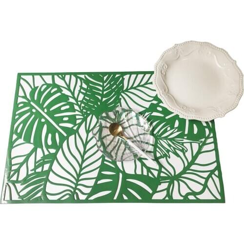 2Pcs Hawaii Style Hollow Leaf Heat Insulation Placemat Mat Dining Table Decor