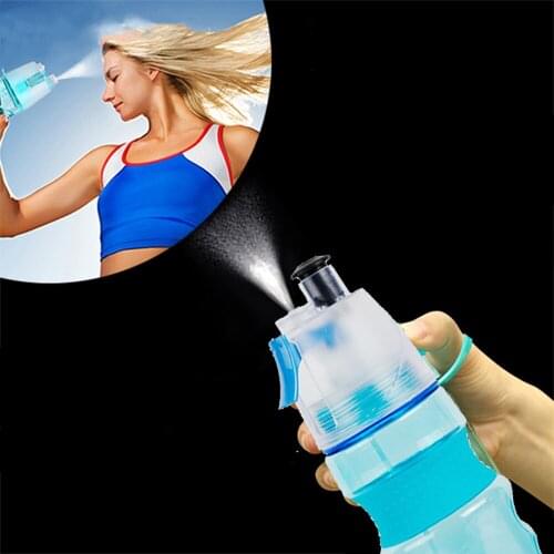 800ML Sports Water Bottle 2 in 1 Portable Insulated Drinking Bottle Spray Spray Misting Bottles for Bicycling Walking Running