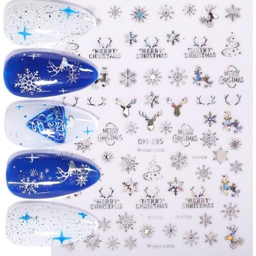 3D Nail Sticker Laser Christmas Holographics Snowflake for Gold Silver Nail Art Stickers DIY Nail Art Decoration Decals Sticker