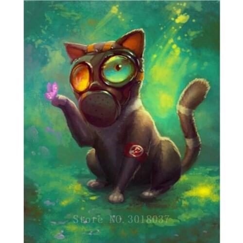 Diamant Diy 5D Diamond Painting Cross Stitch Wearing Masks For A Cat Needlework Diamond Embroidery Full Diamond Decorative Kits